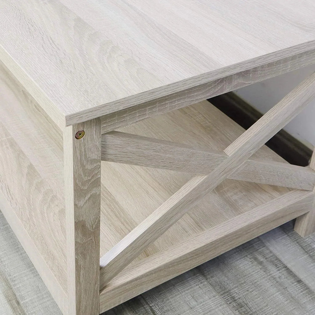 Rustic White Oak Wood Coffee Table B4215
