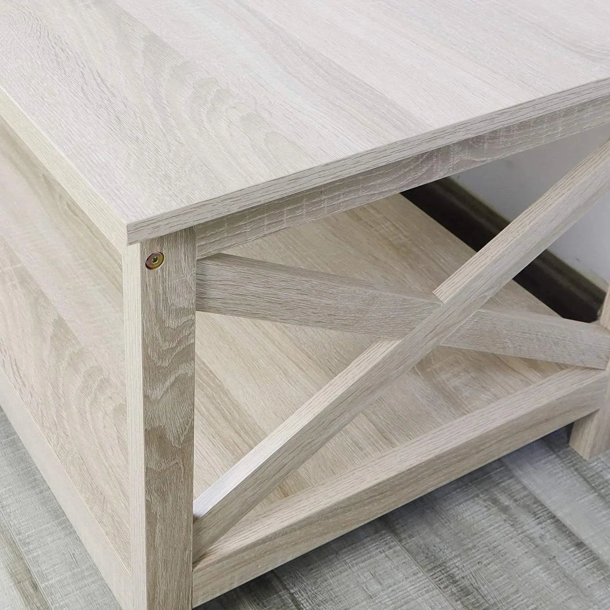 Rustic White Oak Wood Coffee Table B4215