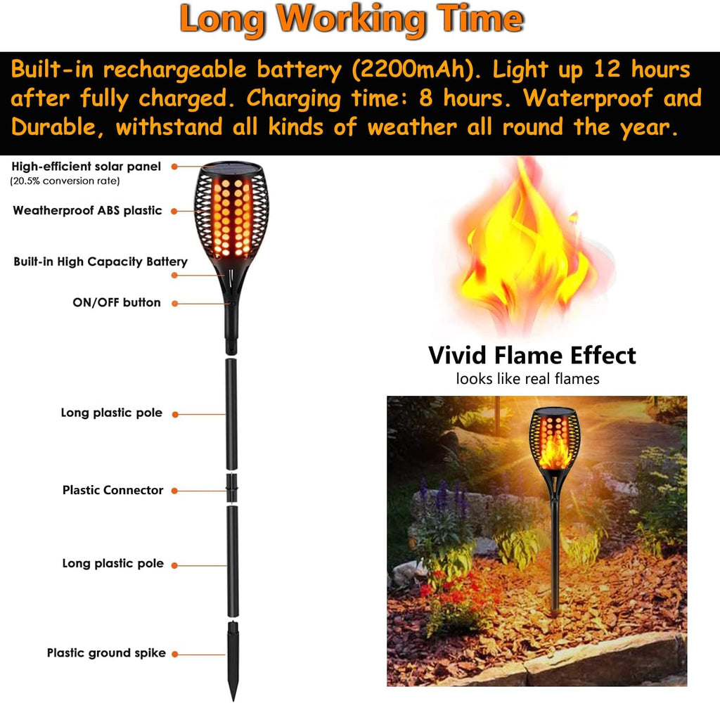 Solar Torch Lights, Waterproof Outdoor Dancing Flames Garden Lights, 43 96 LED R71587
