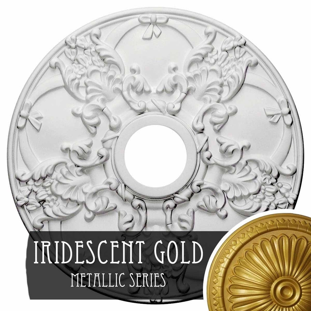18 inchod x 3 1/2 inchid x 1 3/8 inchp Norwich Ceiling Medallion Hand-Painted Iridescent Gold G70505
