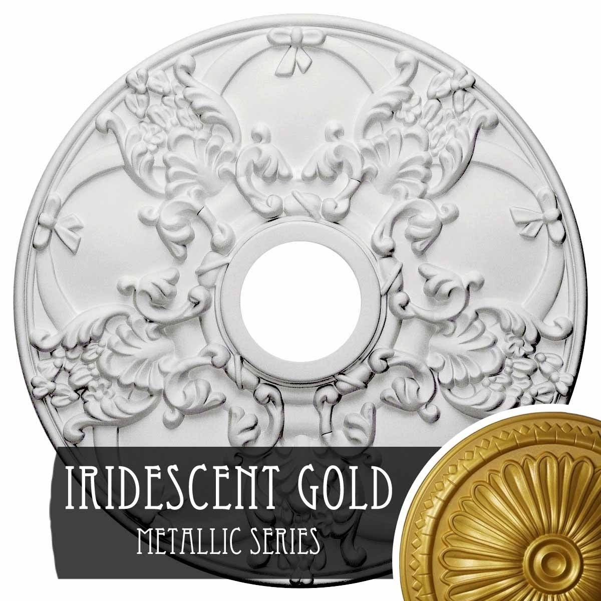 18 inchod x 3 1/2 inchid x 1 3/8 inchp Norwich Ceiling Medallion Hand-Painted Iridescent Gold G70505