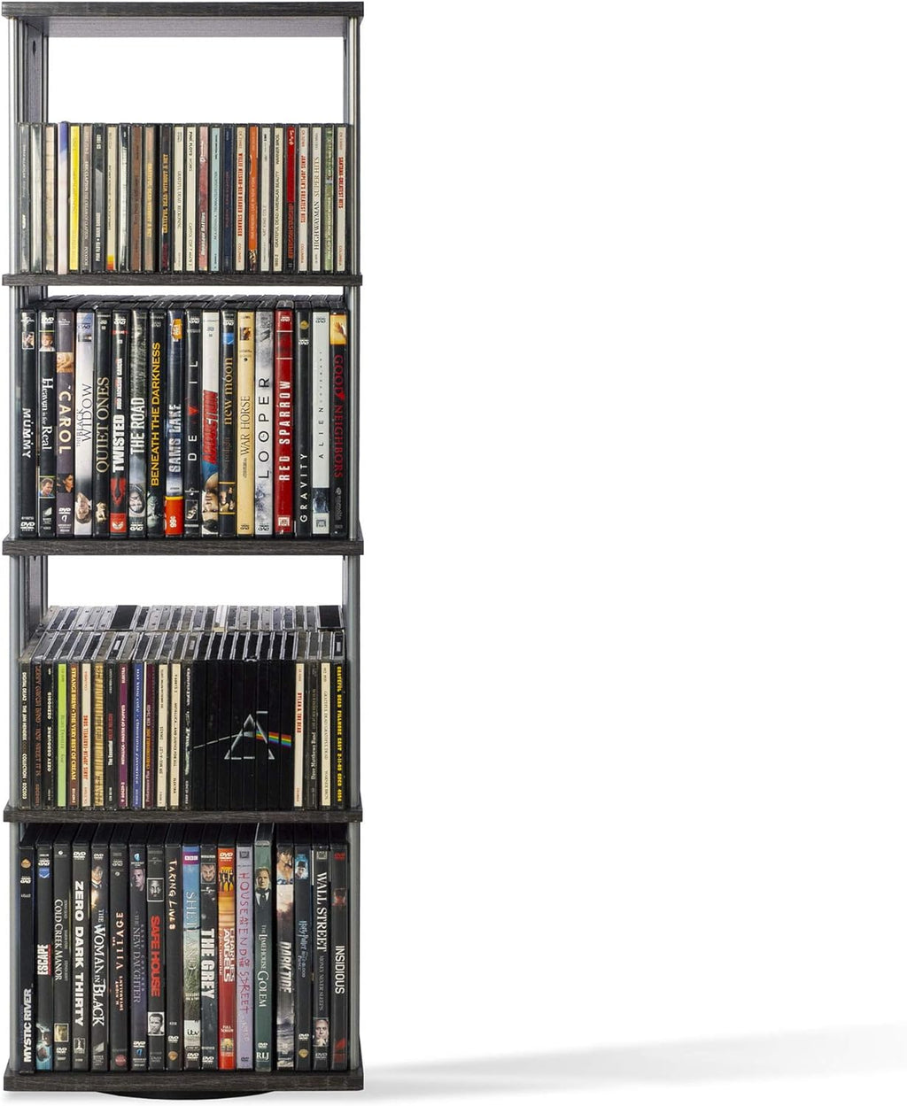 Espresso 4 Fixed Shelves Media Storage Spinner J26061