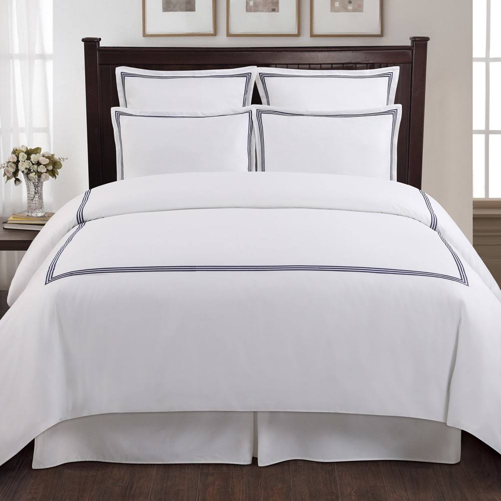 Navy Cotton Sateen 3-Piece Duvet Cover Set H38105
