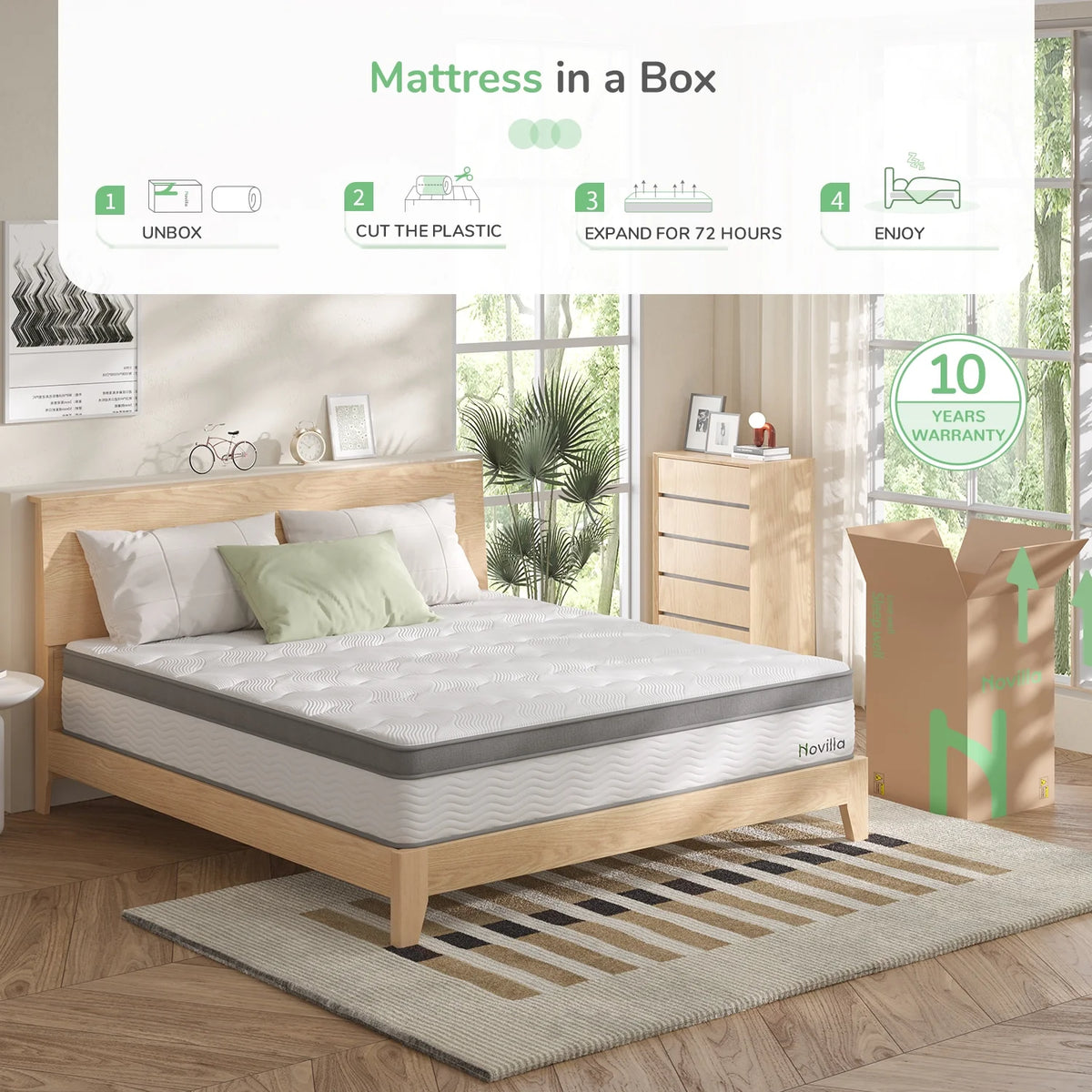 Queen Size Memory Foam Pocket Spring Hybrid Mattress V554