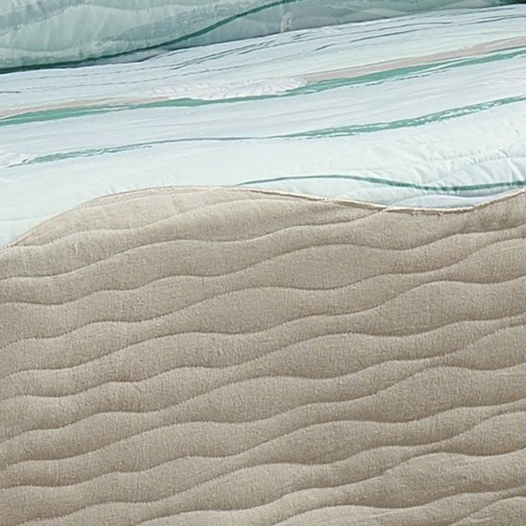 Ocean Wave Print & Quilting Loveseat Cover A8020