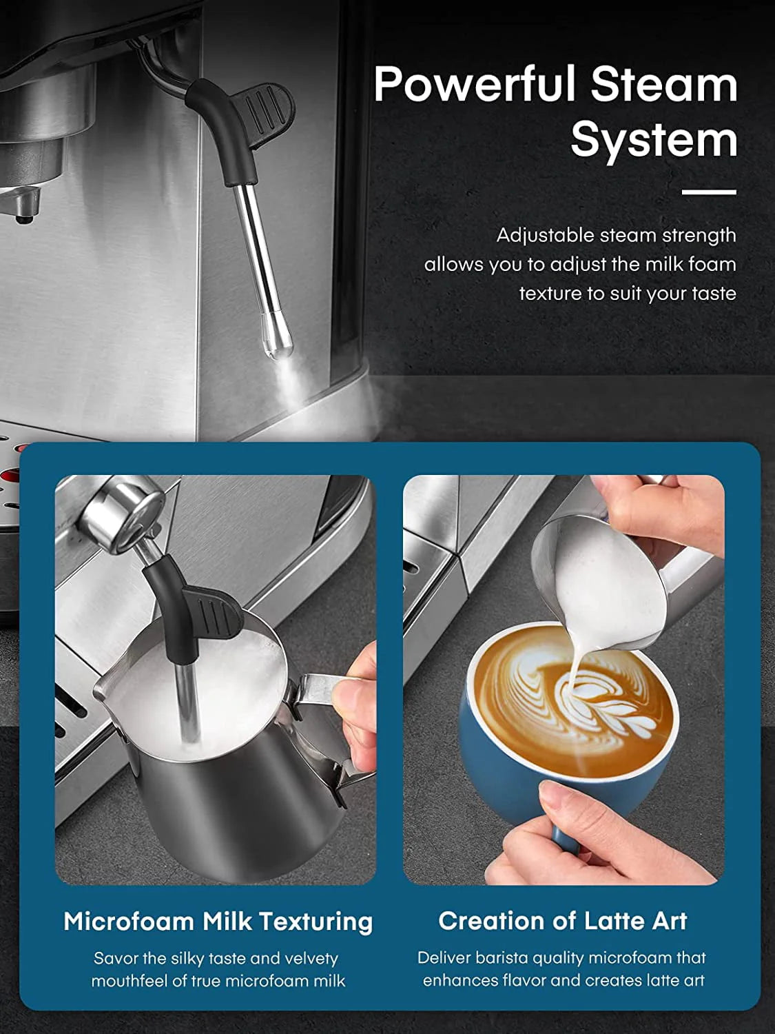 20 Bar Espresso and Cappuccino Maker with Milk Frother Steam Wand Z35629