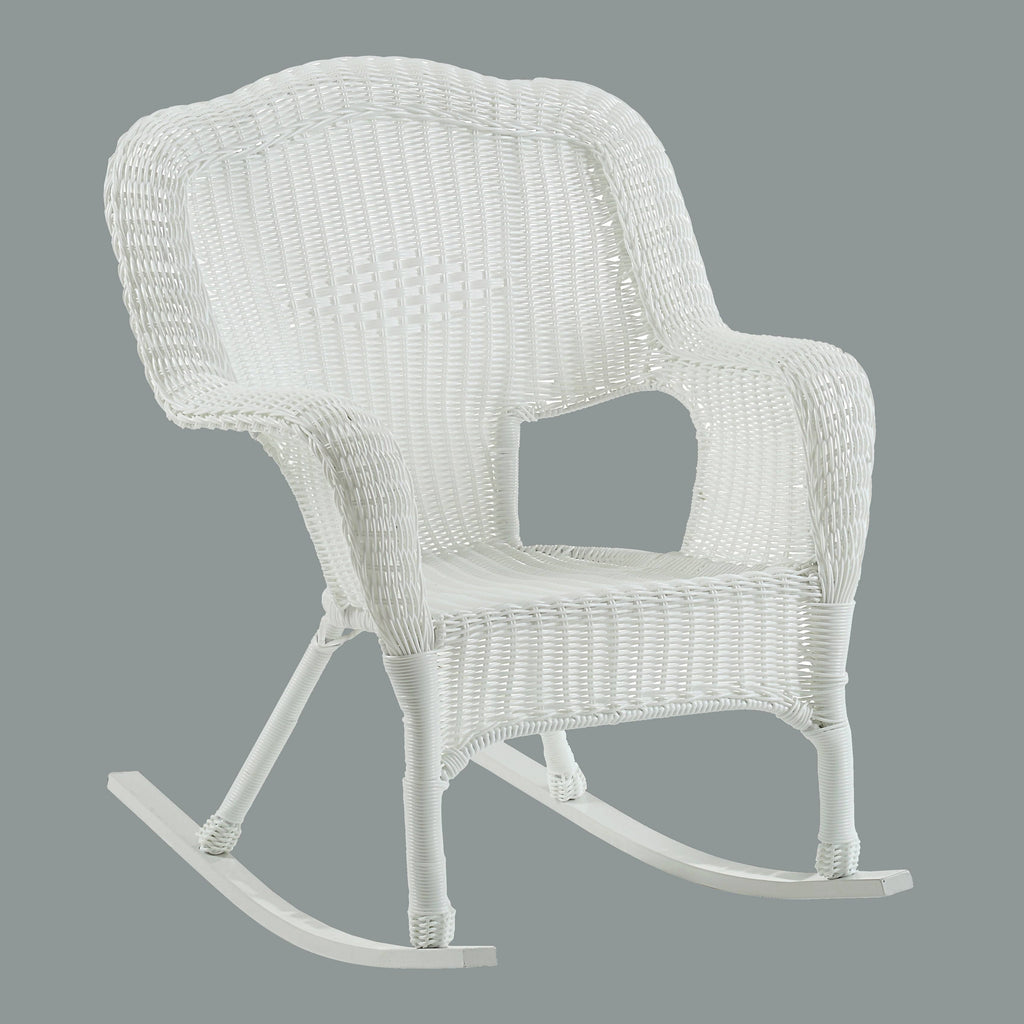 Weathered Grey Resin Wicker Porch Rocker D6689