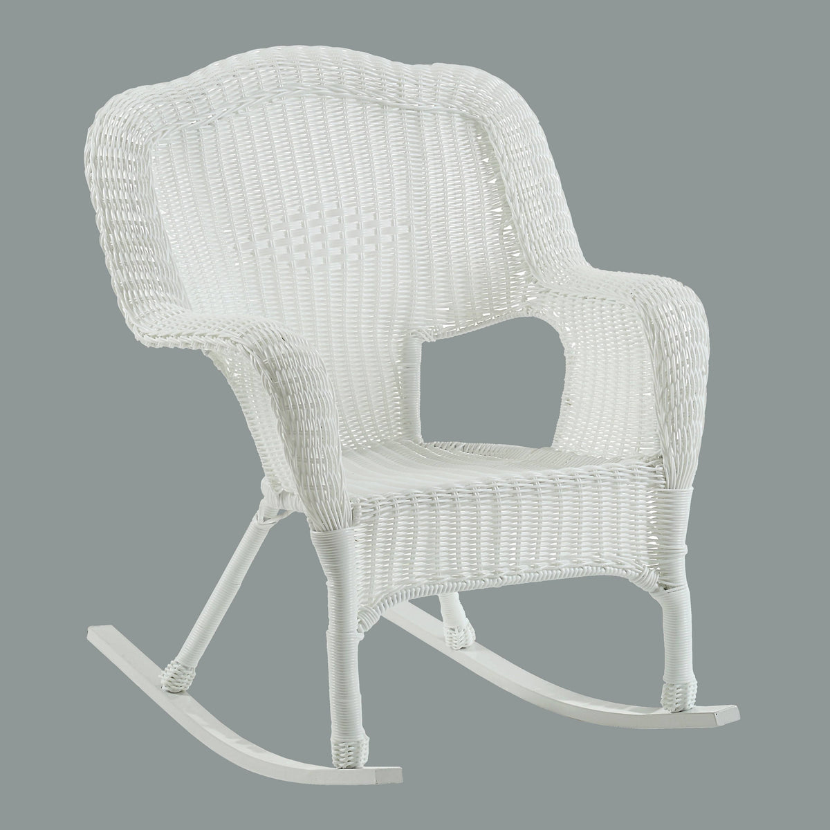 Weathered Grey Resin Wicker Porch Rocker D6689