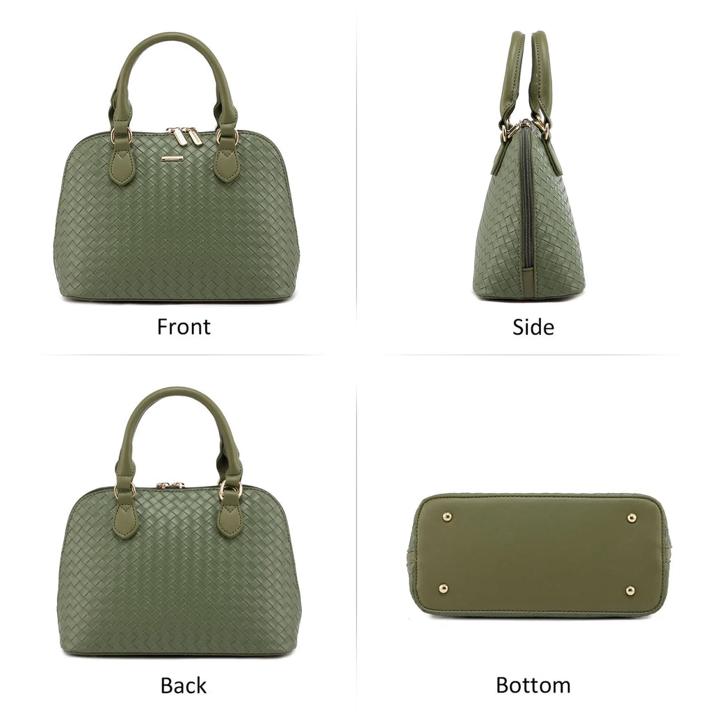 Dome Satchel Handbags with Double Zipper H437