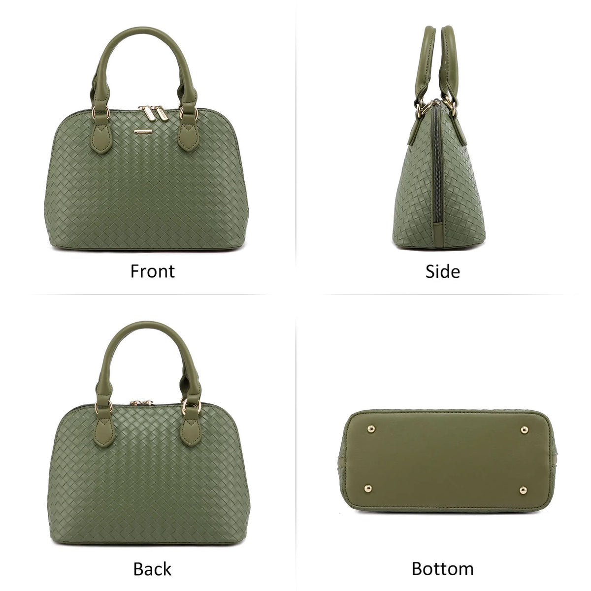 Dome Satchel Handbags with Double Zipper H437