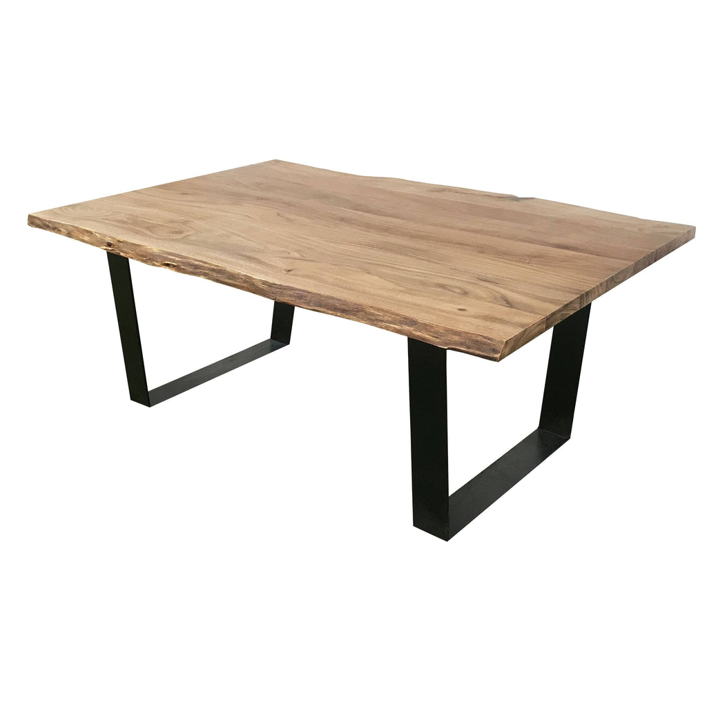 Iron and Live Edge Acacia Wood Rectangle Cocktail Table T621