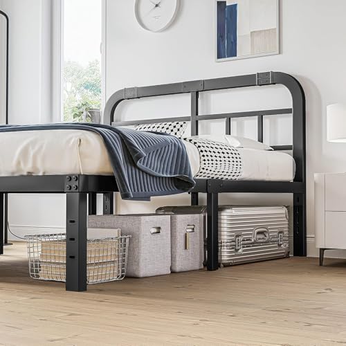 Full Size Black Metal Bed Frame with Headboard X929619