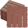 Interlocking Deck Tiles, 44 Pack Plastic Waterproof Outdoor Flooring, Dark Brown B403