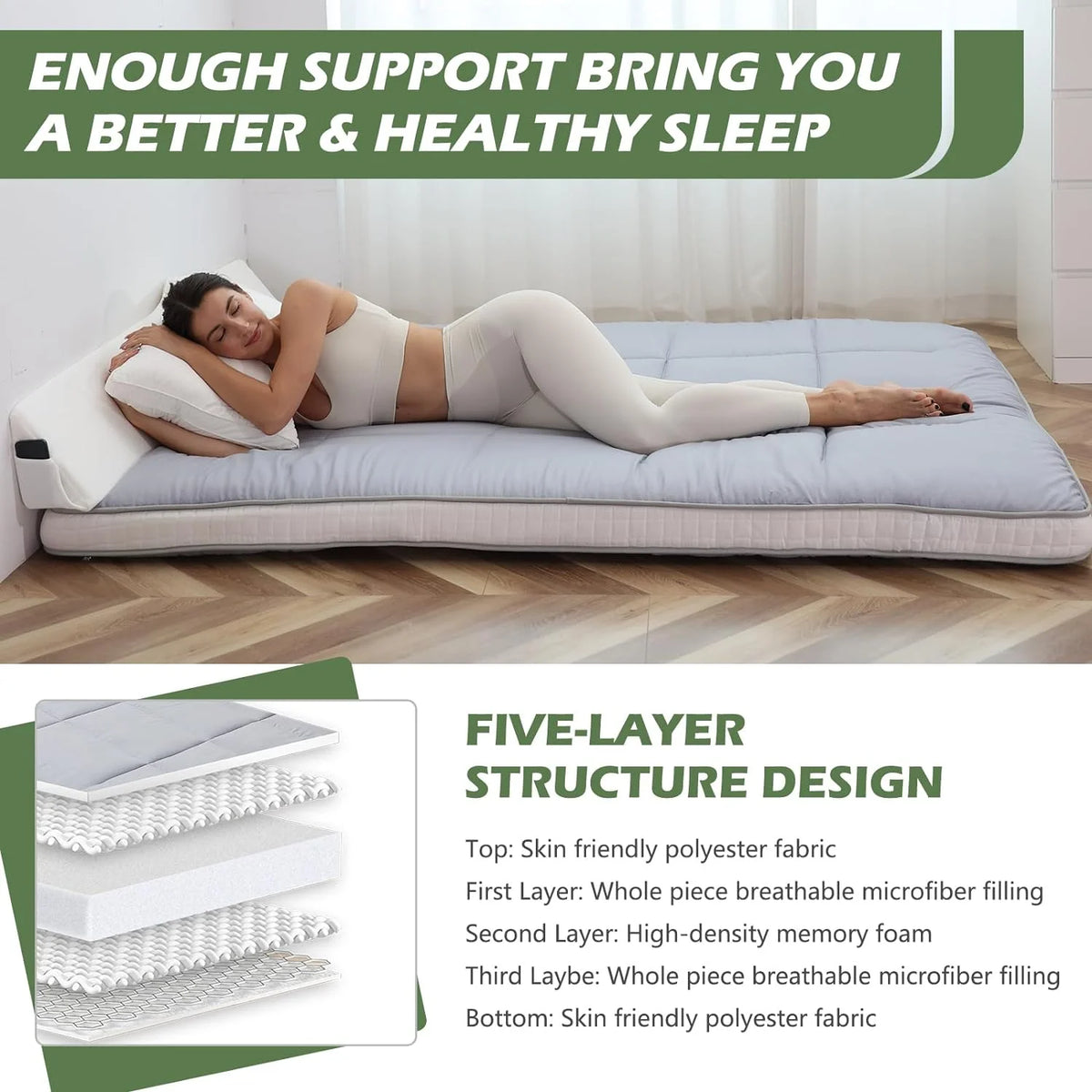 Japanese Floor Futon Mattress Thicken Foldable Roll Up Sleeping Pad J178811