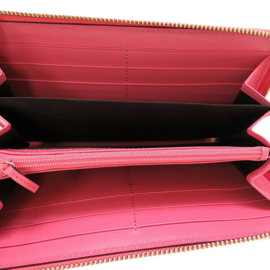 Pre-Owned Pink Leather Round Wallet Purse Z54594