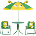 Kids Picnic Table and Chair Set with Foldable Chairs and Umbrella F59289