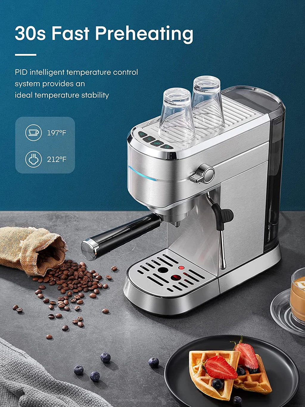 20 Bar Espresso and Cappuccino Maker with Milk Frother Steam Wand Z35629