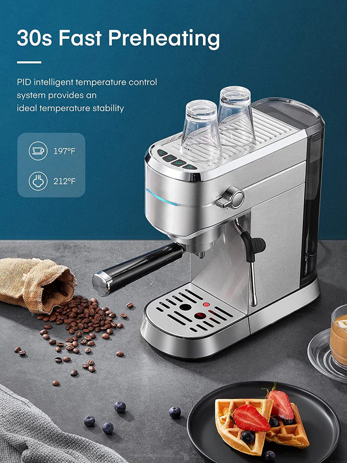 20 Bar Espresso and Cappuccino Maker with Milk Frother Steam Wand Z35629