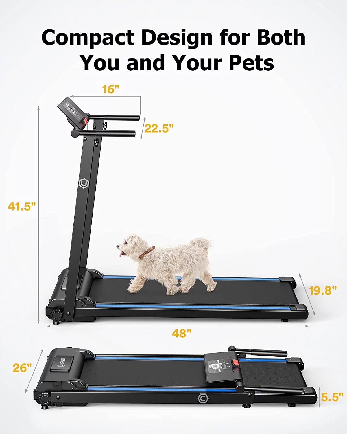Folding Treadmill 2.25HP Portable Compact with 12 HIIT Modes H77851