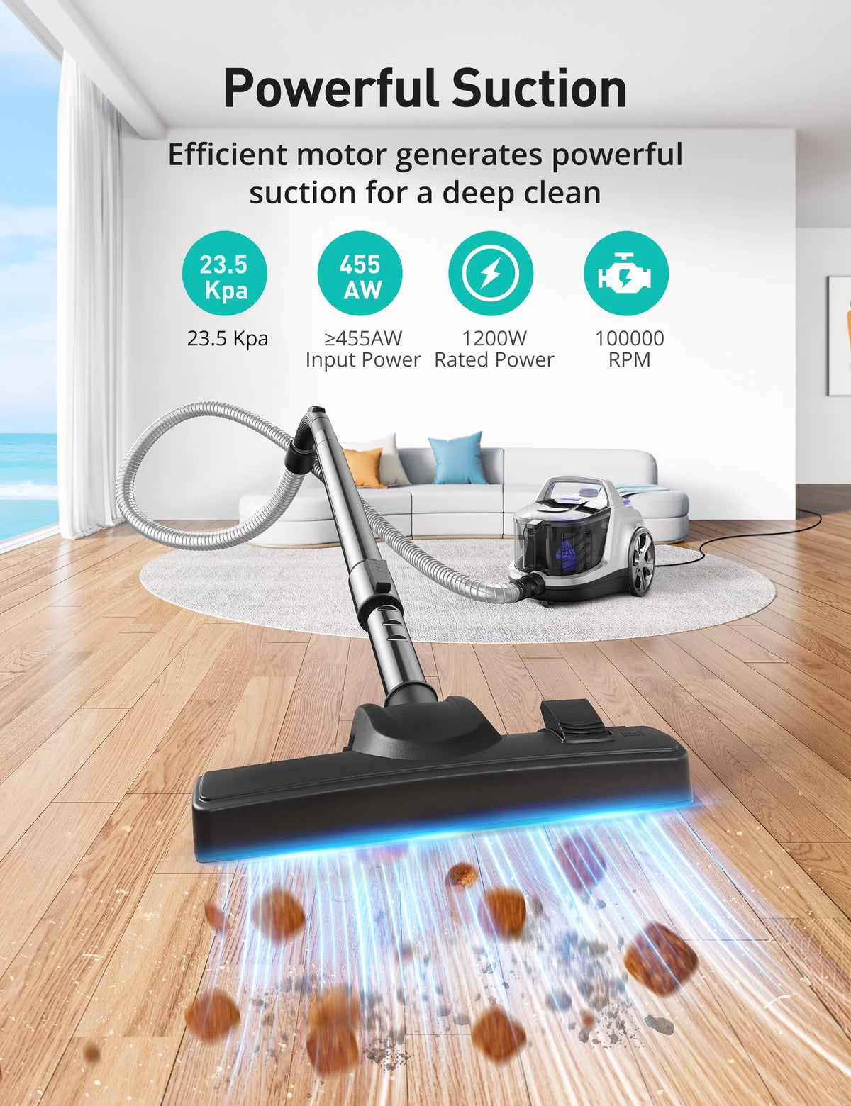 1200W 3.6QT Bagless Canister Vacuum Cleaner P48863