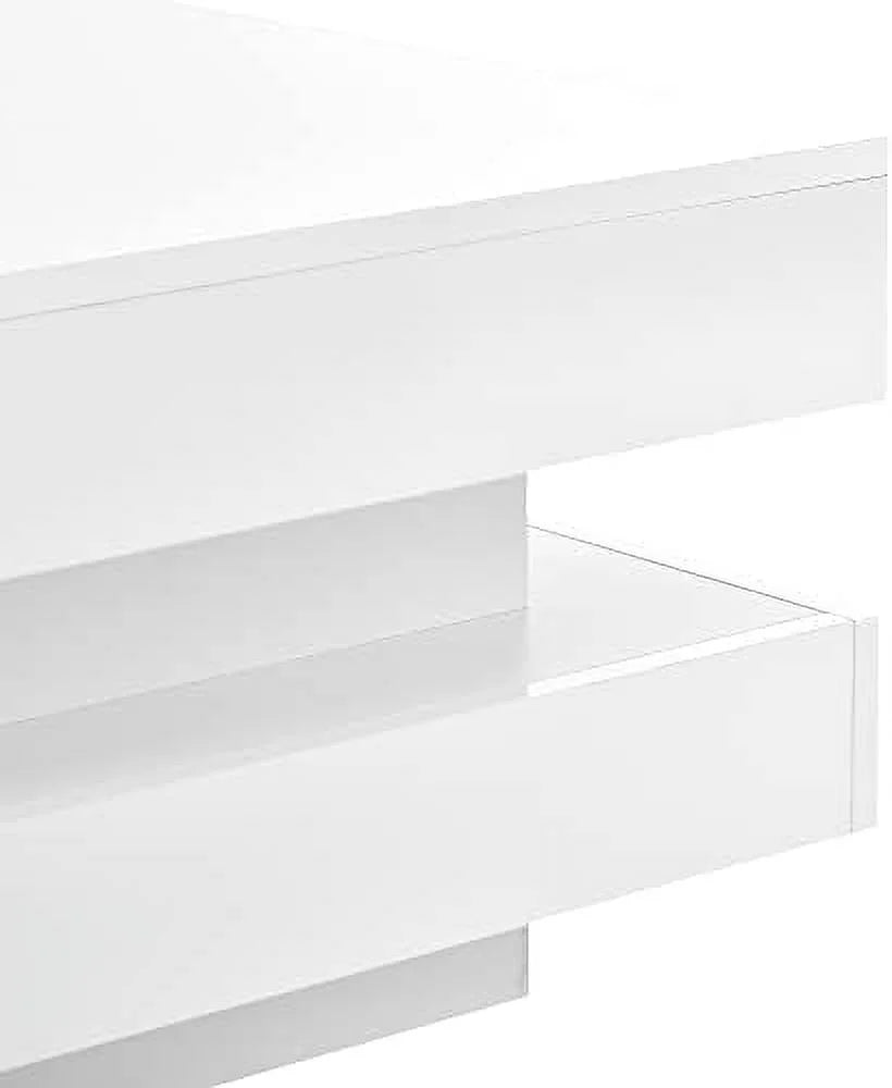 White Square Coffee Table with LED Lights H136