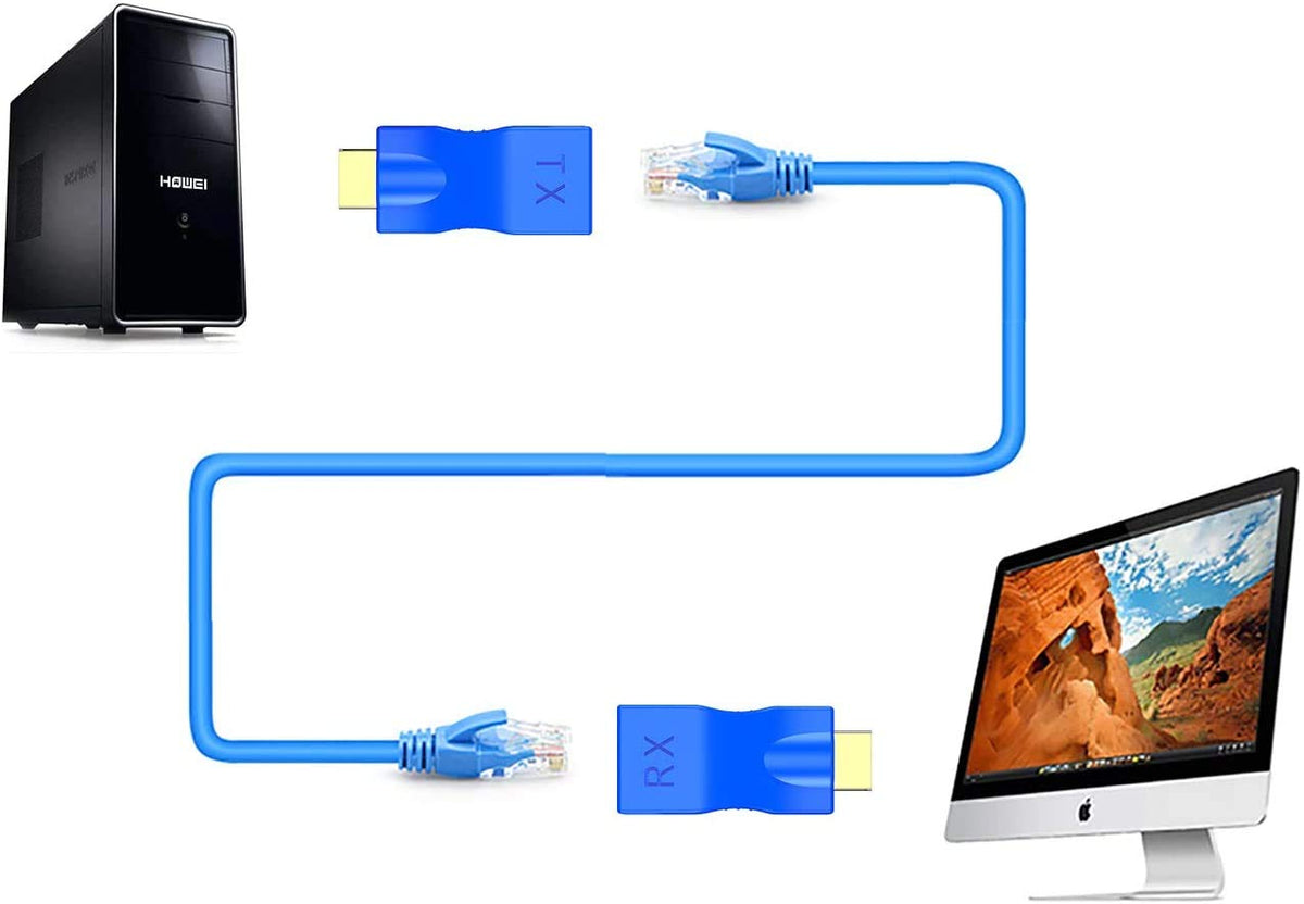 HDMI to RJ45 Extender over Cat5e/6 Cable, 1080p up to 30m/98ft Repeater W613349