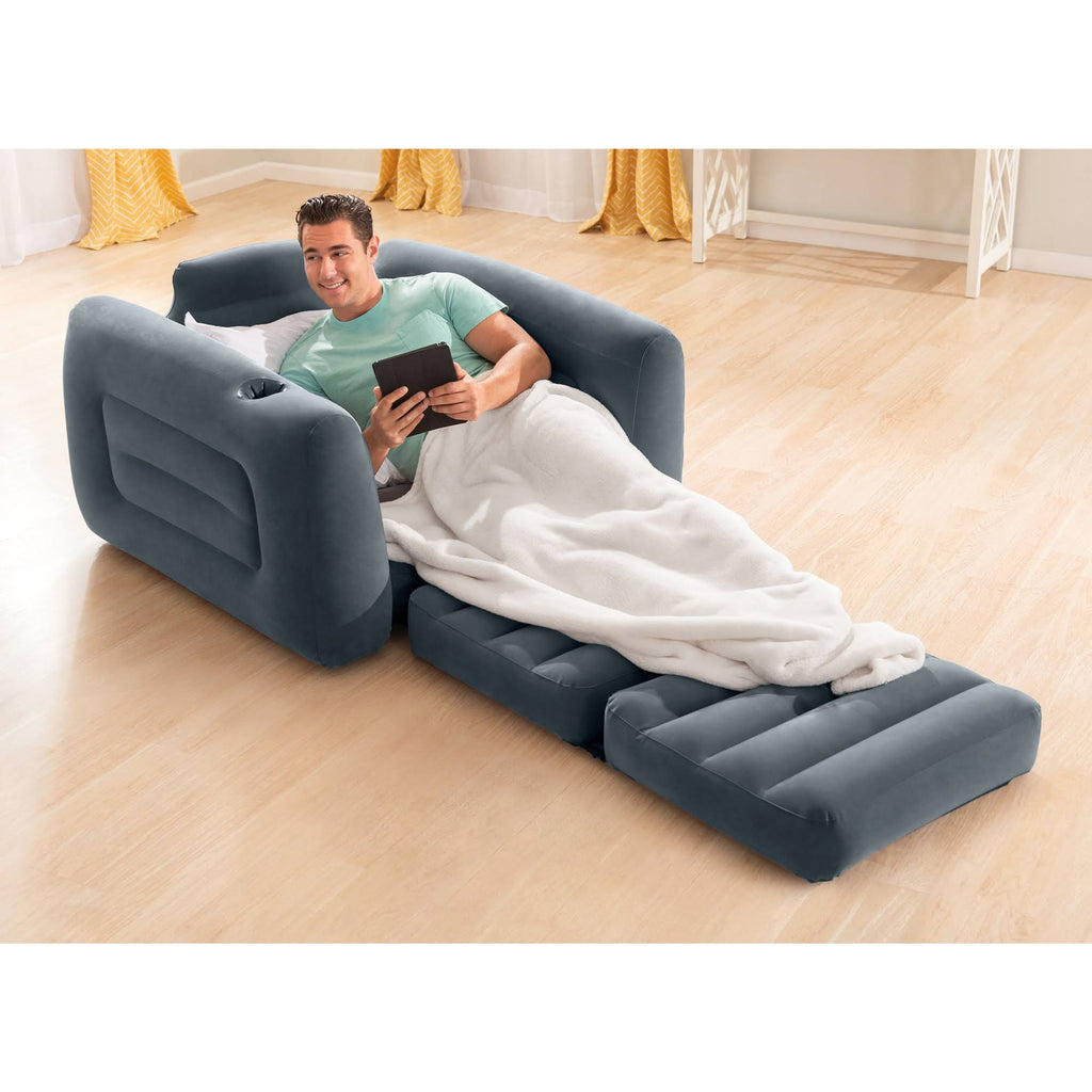 Inflatable Pull Out Sofa Chair Sleeper with Twin Sized Air Mattress I87020