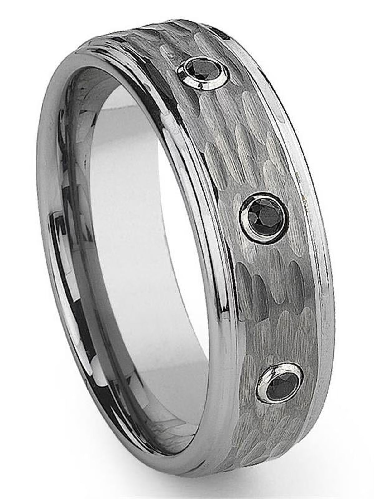 Black Diamond Hammer Finish Comfort Fit Mens Wedding Band Ring Sz 10.0 D1156