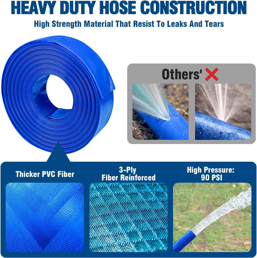 2 Dia x 100 ft Heavy Duty Reinforced Lay Flat Discharge Hose K4725