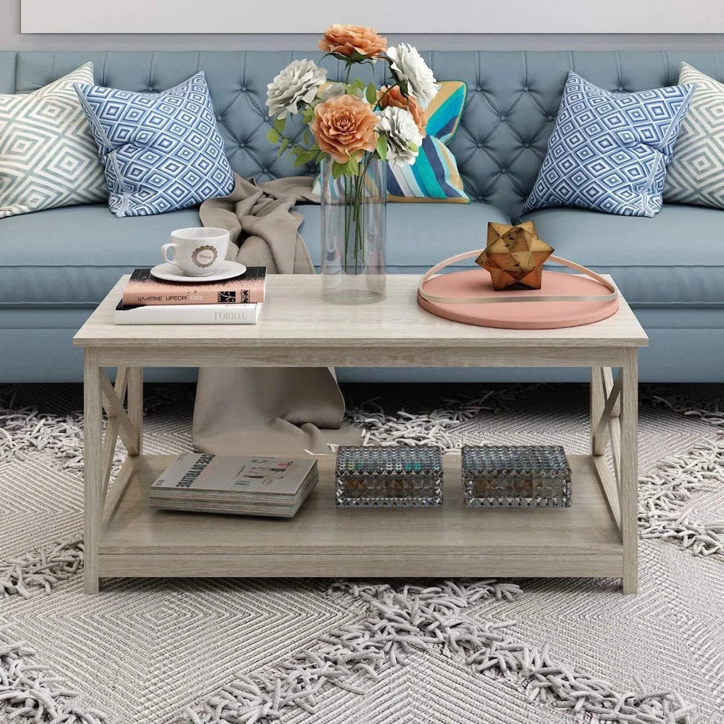 Rustic White Oak Wood Coffee Table B4215