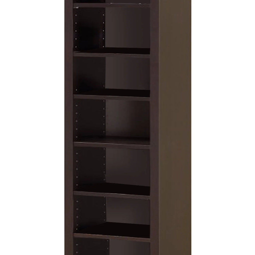 Modern MDF and Wood Bookcase with 9 Shelves in Dark Brown Y60599