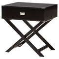 Black 1-Drawer Wooden Bedside Table Y840436