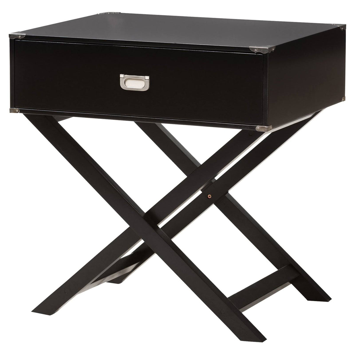Black 1-Drawer Wooden Bedside Table Y840436
