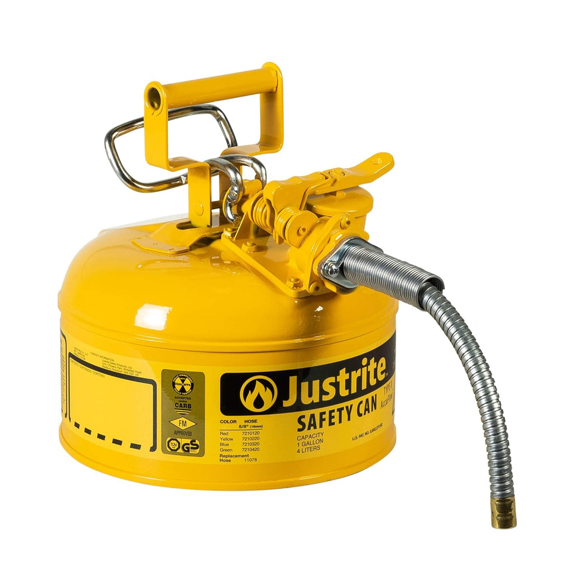 5 Gallon Red Galvanized Steel Safety Can With Stainless Steel Flame Arrester And 1" Metal Hose L82263