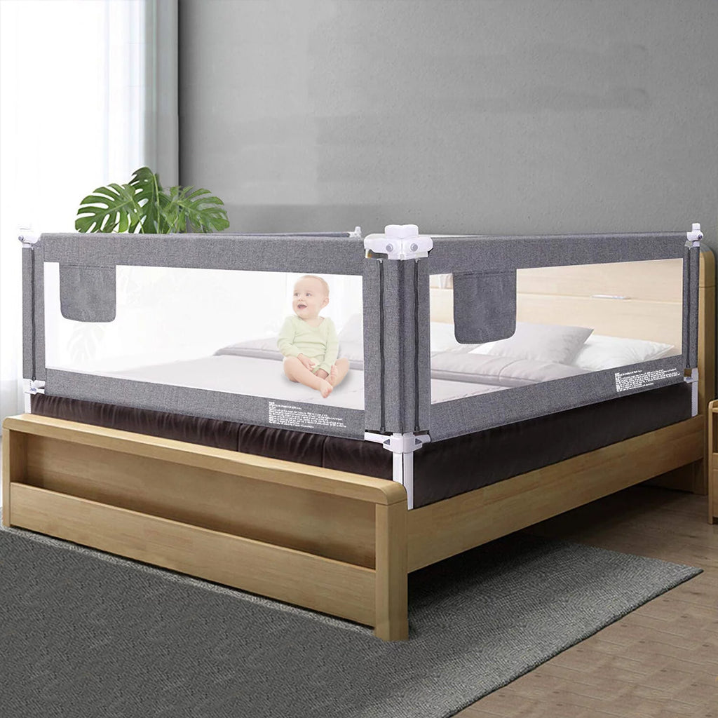 Light Gray Height-Adjustable Breathable Fabric Bed Rail Y97873