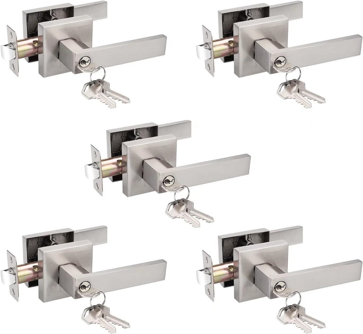Pack of 10 Square Non-Turning Door Lever with Satin Nickel Finish J903