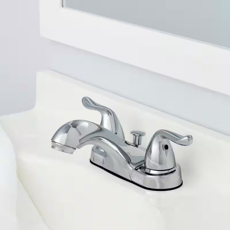 4 in. Centerset Double-Handle Low-Arc Bathroom Faucet Polished Chrome 2-Pack R60449