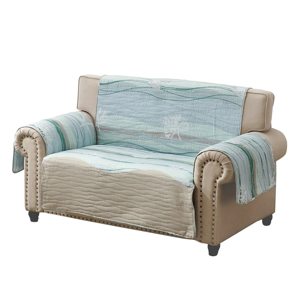 Ocean Wave Print & Quilting Loveseat Cover A8020