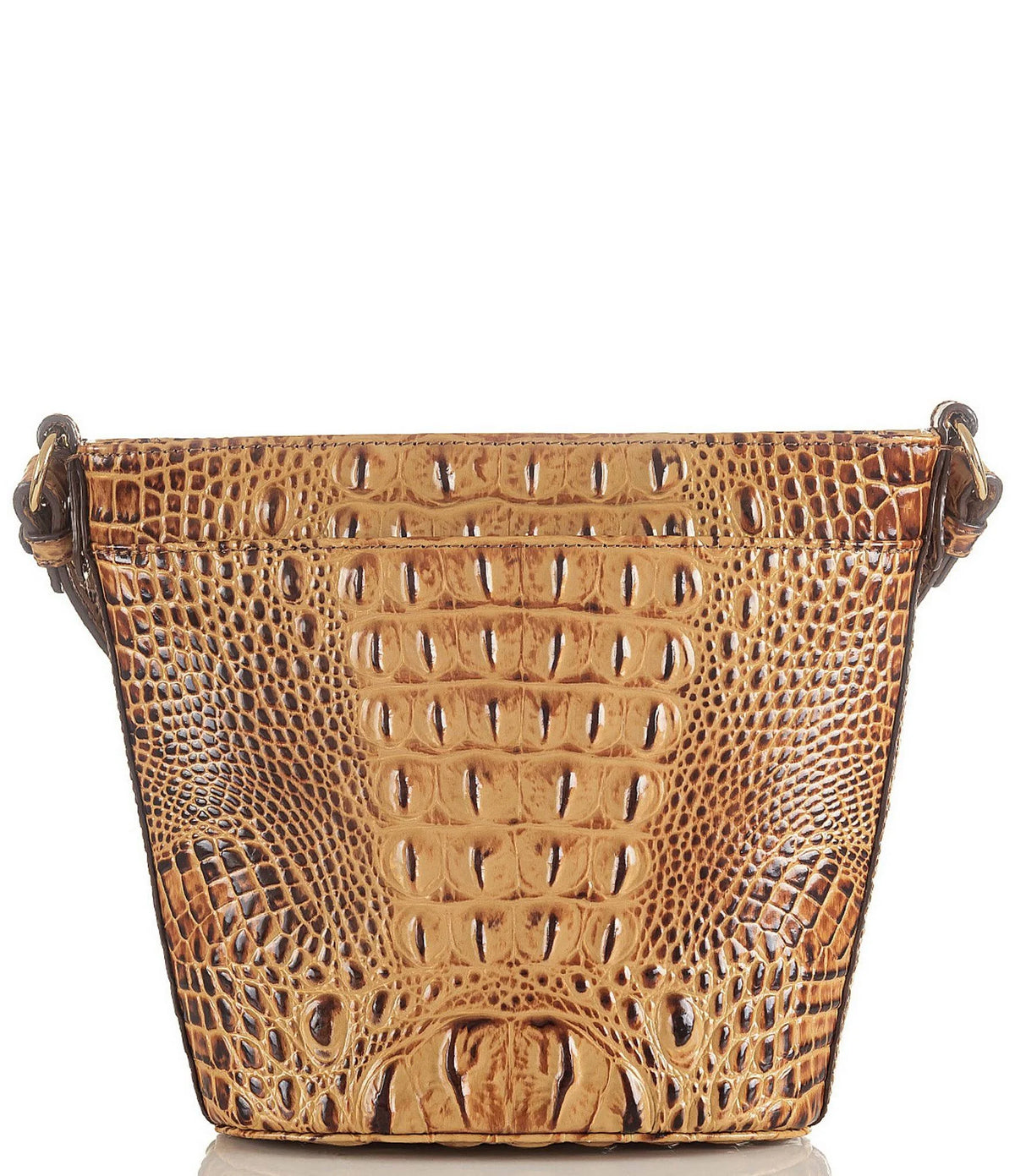 Pecan/Gold Embossed Leather Mini Crossbody U25708