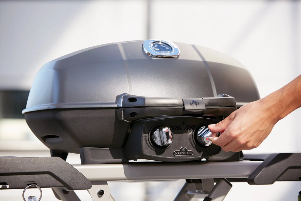 Portable Propane Gas Grill with Scissor Cart, Black N137042