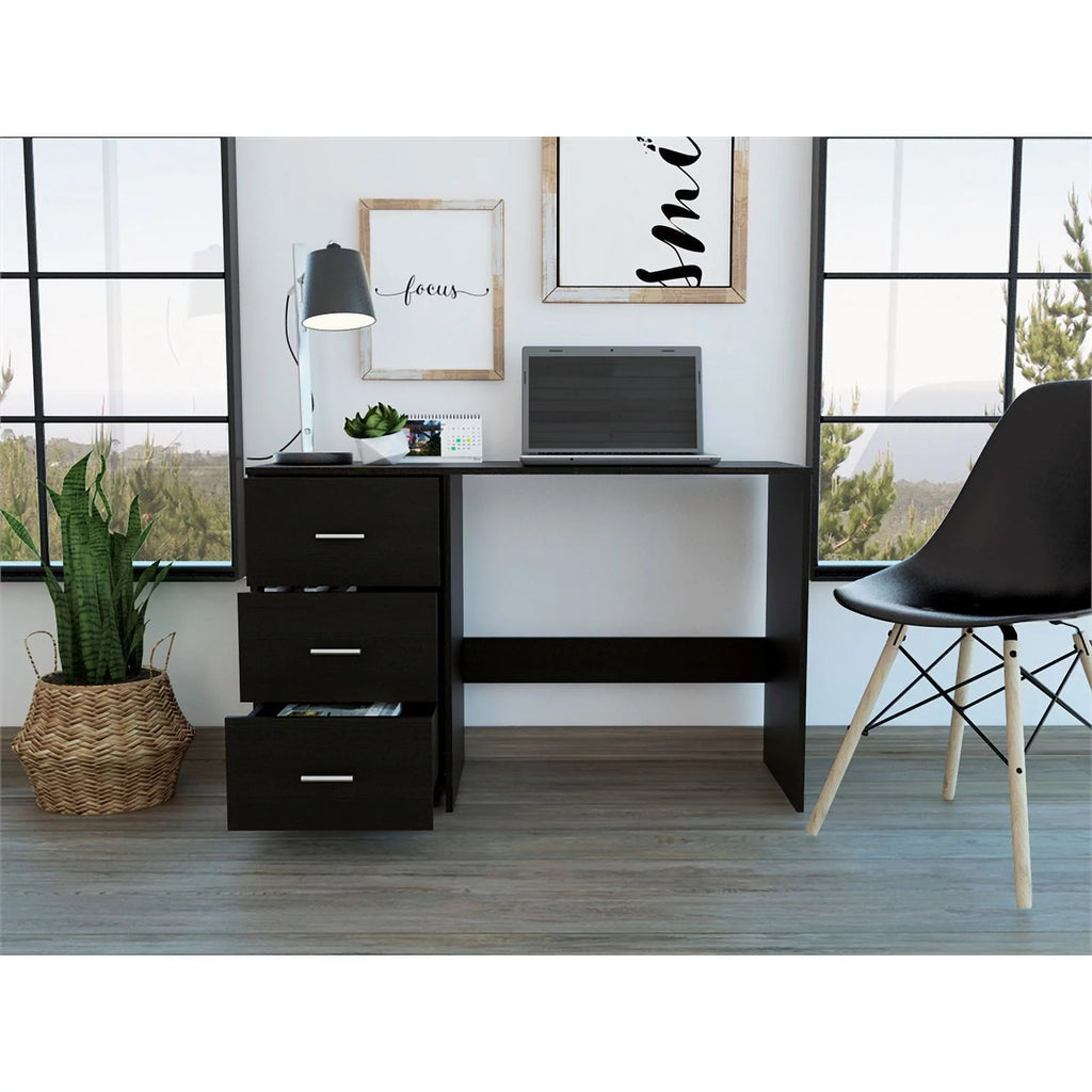 Black Computer Desk with Three Drawers H13757