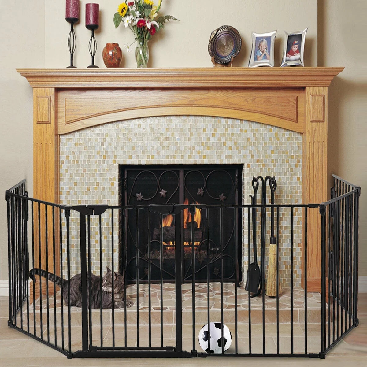 6 Panel Black Play Yard C74650