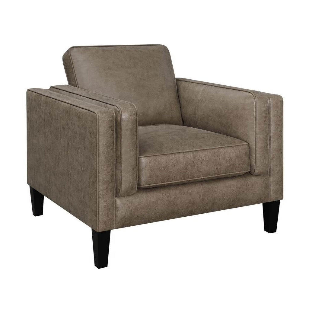 Vintage Brown Upholstered Track Arms Chair S99867