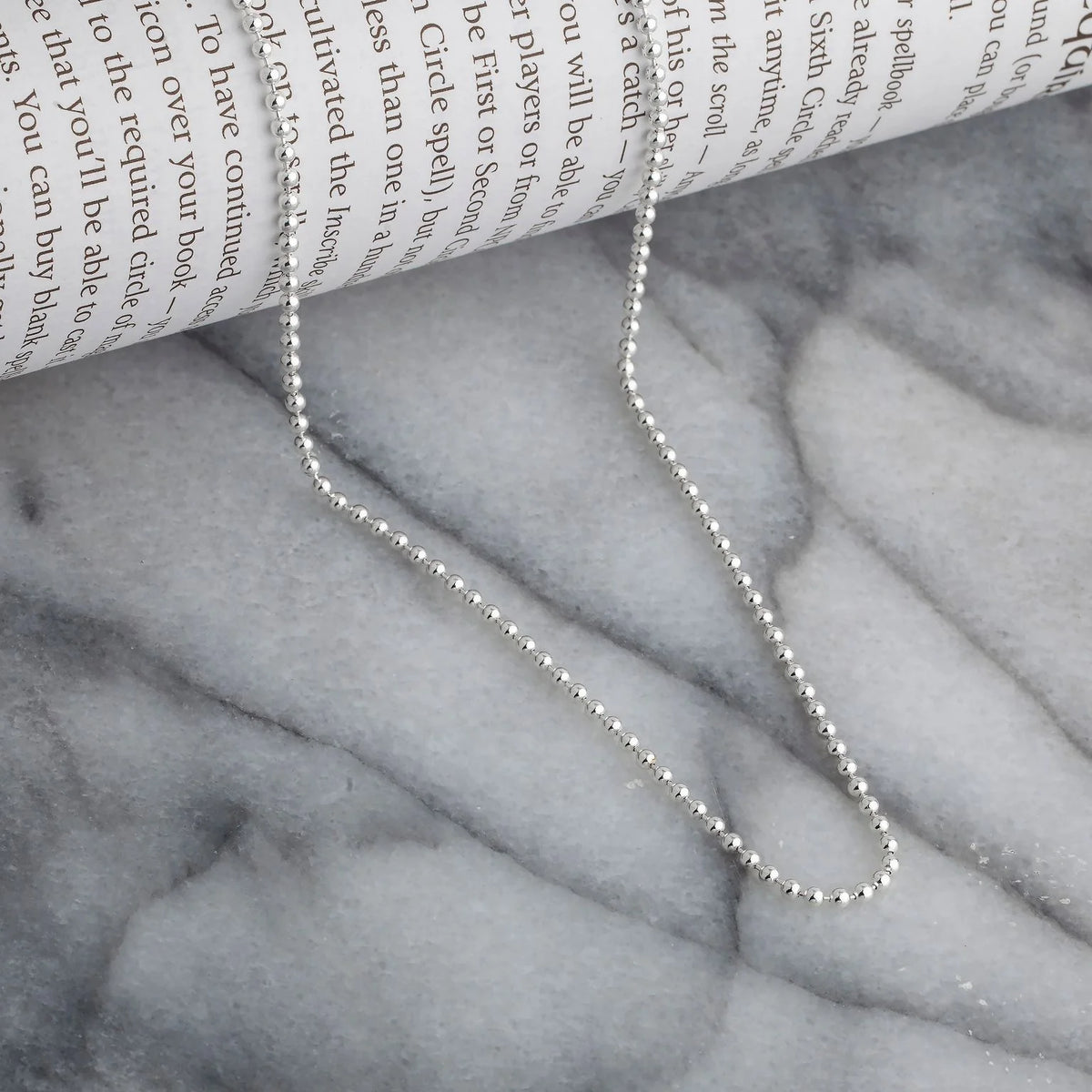 925 Sterling Silver Ball Bead Chain Necklace 1.5mm P85288