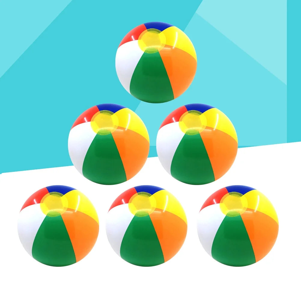 6 Pcs Colorful Inflatable Beach Ball Pool Toys Y3338