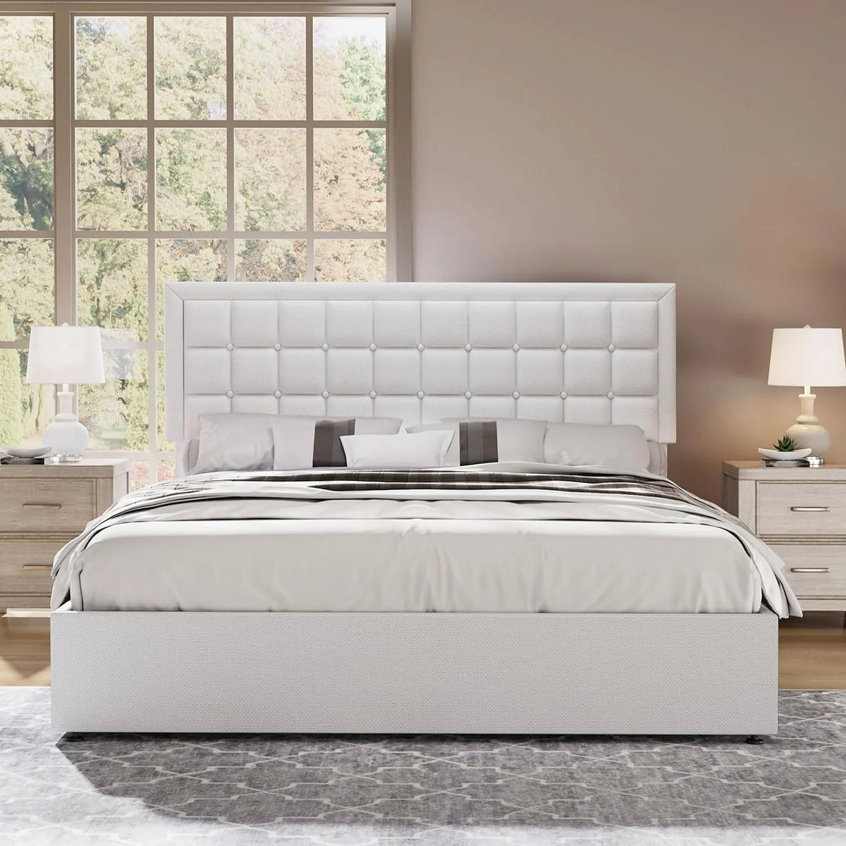 King Size Lift Up Storage Upholstered Platform Bed Frame K59391