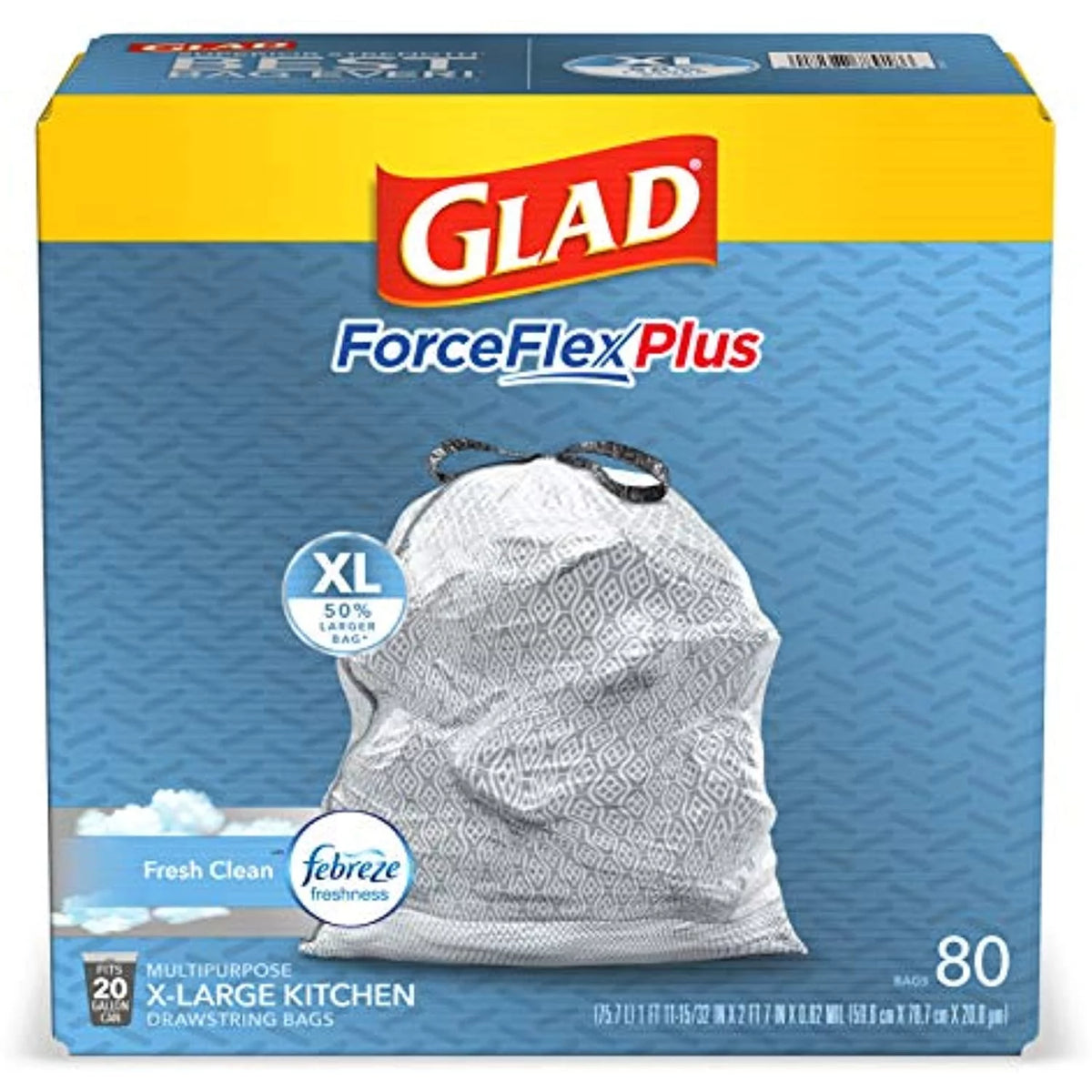 20 Gallon Grey Drawstring Trash Bags 80 Count E2861