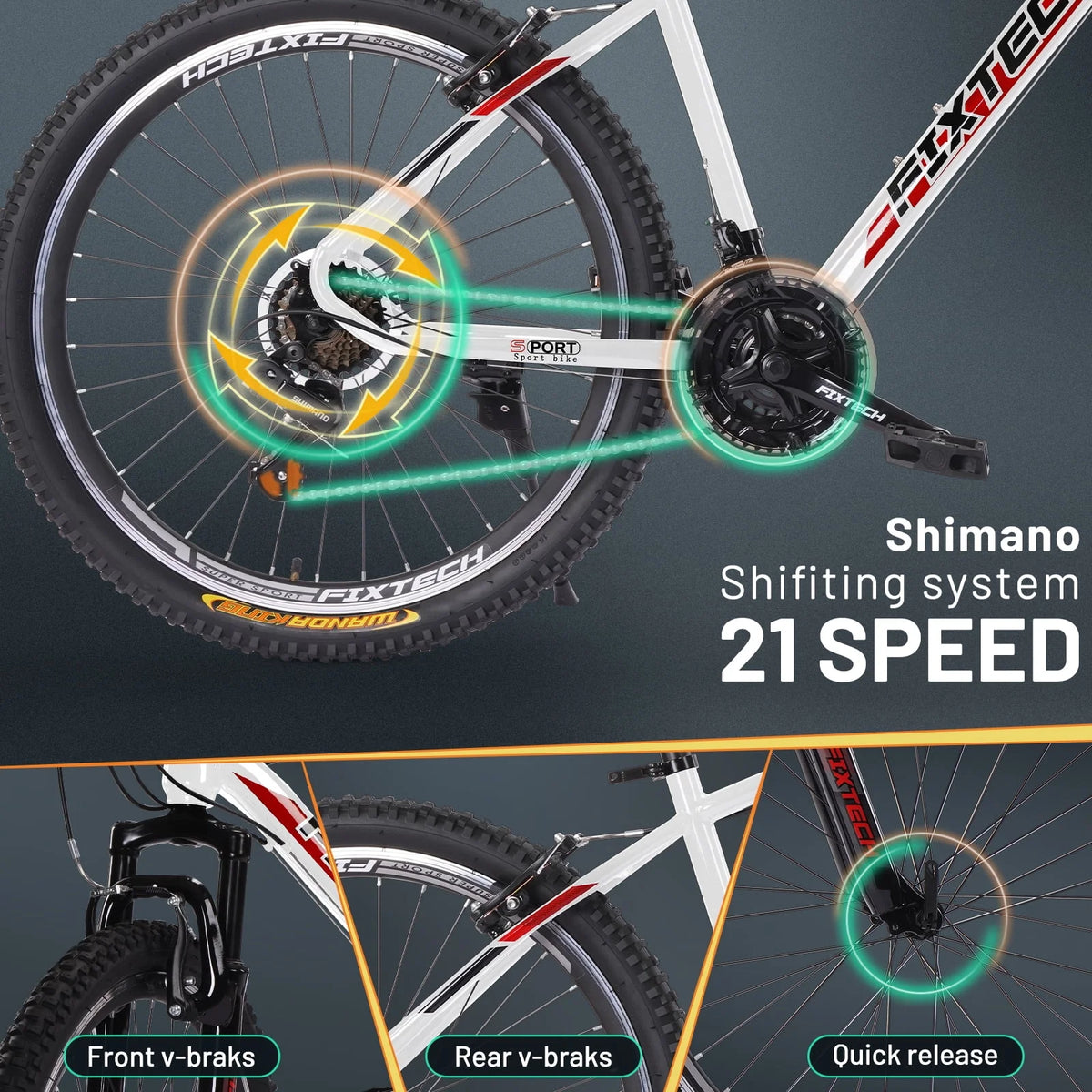 White 21 Speed Mountain Bike G3330