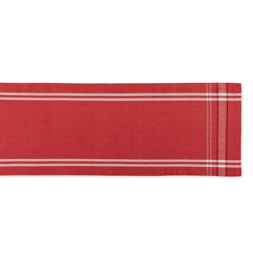14" x 108" Red and White Chambray Table Runner E564463