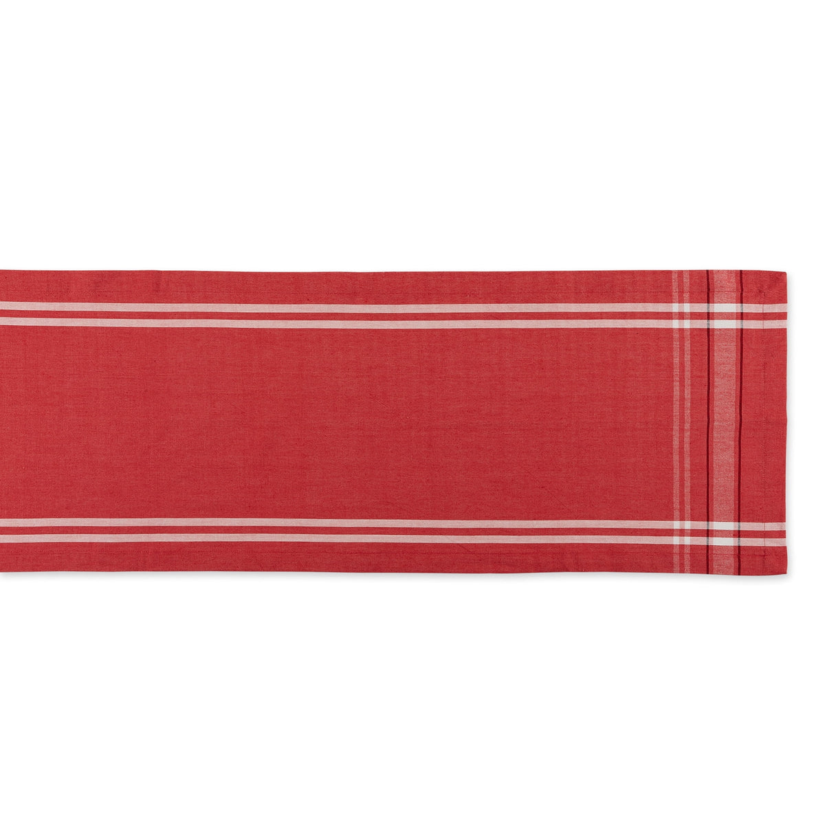 14" x 108" Red and White Chambray Table Runner E564463